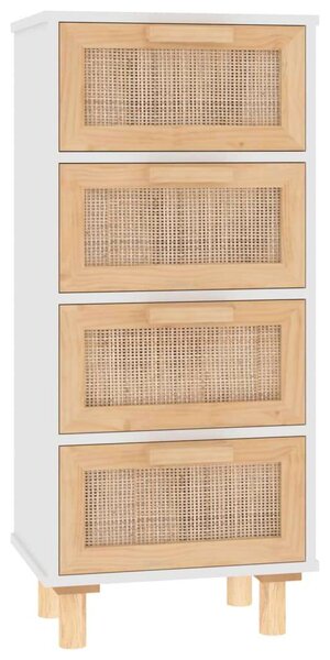 Rattan Fiókos Szekrény - Fehér Fenyő - 40x30x90 cm