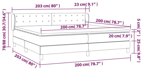 VidaXL fehér műbőr rugós ágy matraccal 200 x 200 cm