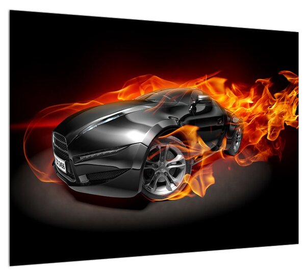 Lángoló autó képe (70x50 cm)