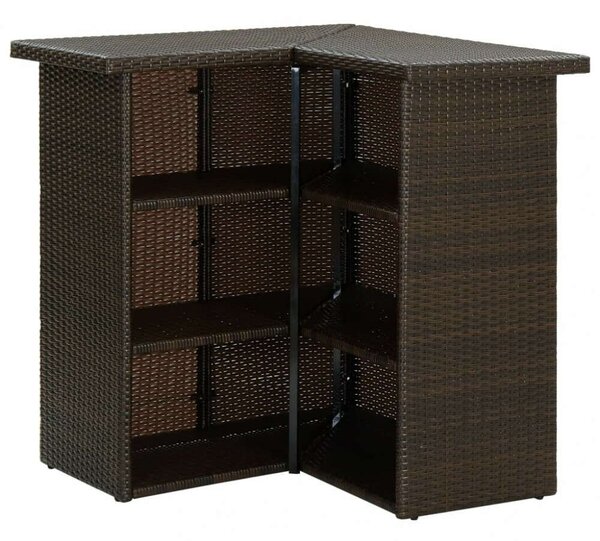 Sarok Bárasztal - PE Rattan - Barna - 100x50x105 cm