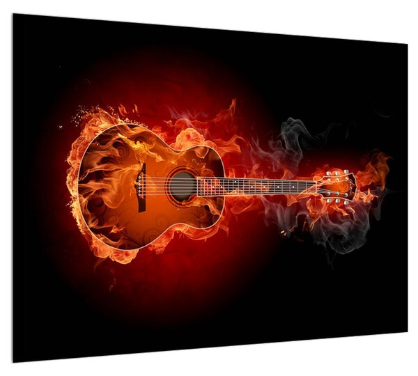 Lángoló gitár képe (70x50 cm)