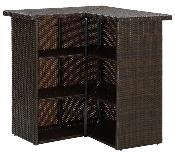 Sarok Bárasztal - PE Rattan - Barna - 100x50x105 cm