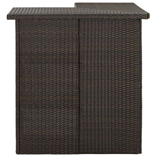 Sarok Bárasztal - PE Rattan - Barna - 100x50x105 cm