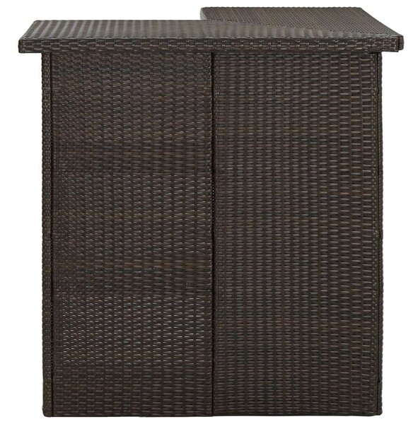 Sarok Bárasztal - PE Rattan - Barna - 100x50x105 cm