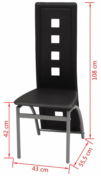 Modern Étkezőszék - Fekete Műbőr - 2 db