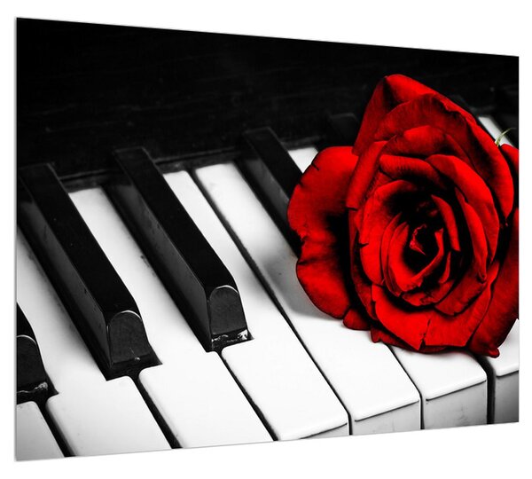 Zongora és egy rózsa képe (70x50 cm)