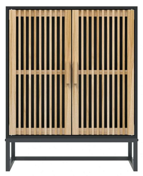 Modern Fa Tálalószekrény - Fekete - 60x30x75 cm