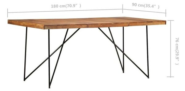 Akácfa Étkezőasztal - Ipari Stílus - 180x90x76 cm