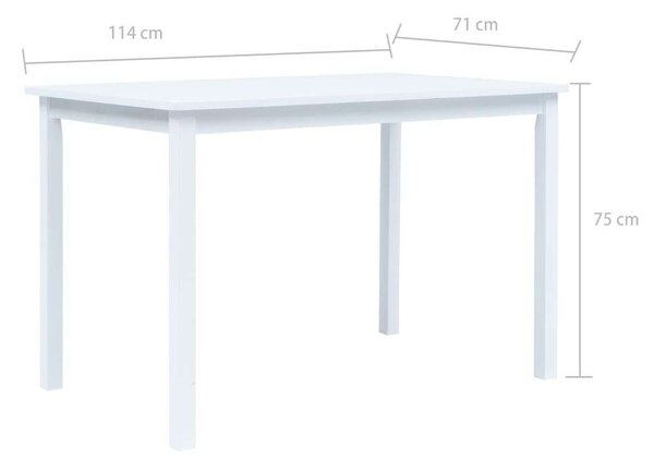 Fehér Tömörfa Étkezőasztal - 114x71x75 cm