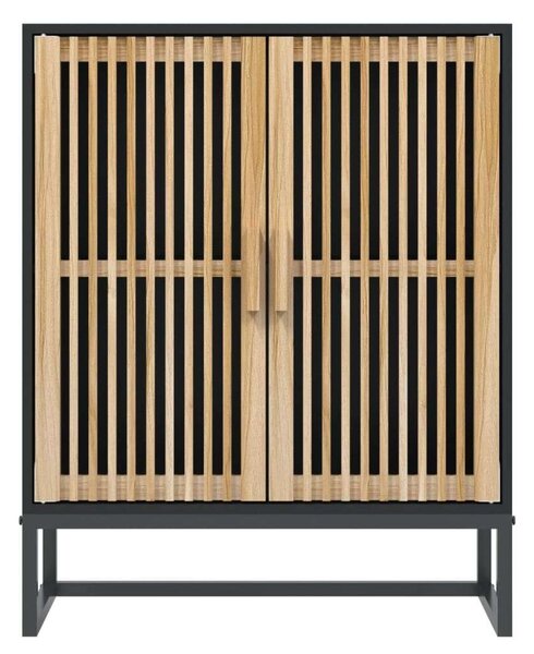 Modern Fa Tálalószekrény - Fekete - 60x30x75 cm