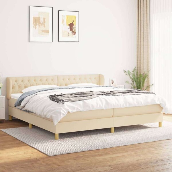 Elegáns Krémszínű Ágy - Zsebrugós Matraccal - 200x200 cm