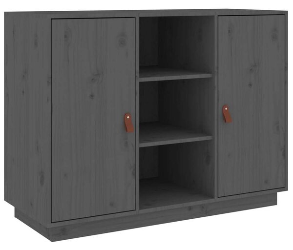 VIDAXL - Tömör Fenyőfa Tálalószekrény - Szürke - 100x40x75 cm