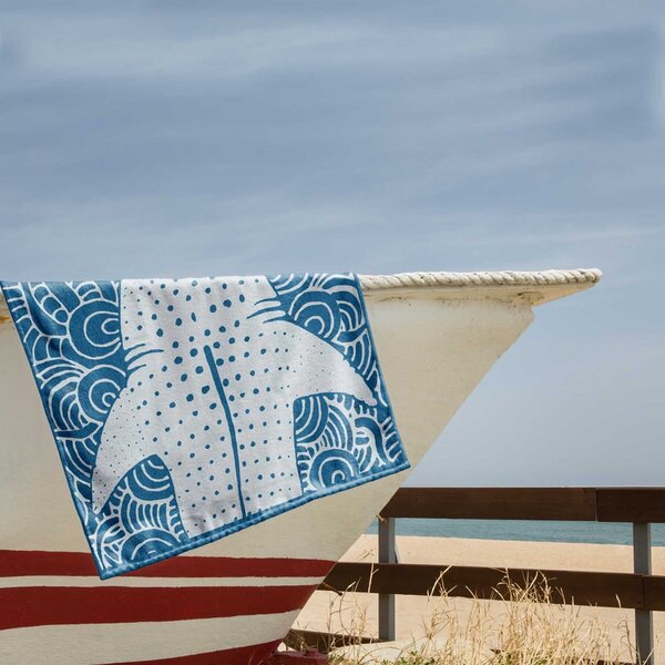 Kék strandtörölköző 90x180 cm Shark – DecoKing