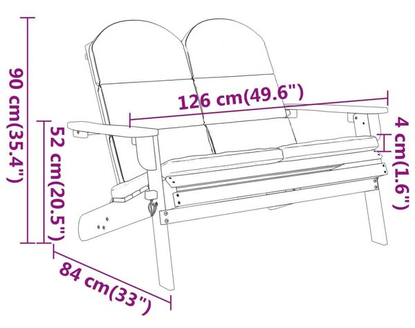 VidaXL Akácfa Adirondack Kerti Pad - 2 személyes