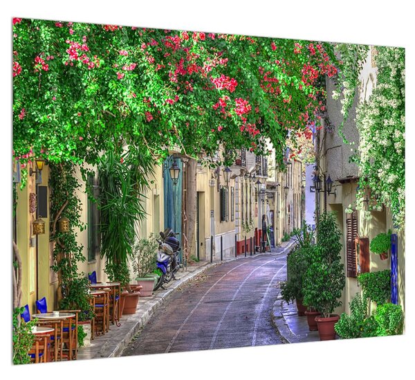 Mediterrán nyári utcácska képe (70x50 cm)