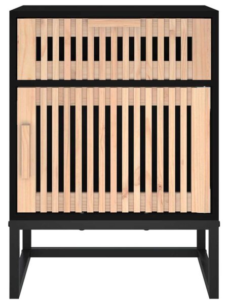 VidaXL 2 db fekete szerelt fa és vas éjjeliszekrény 40x30x55,5 cm