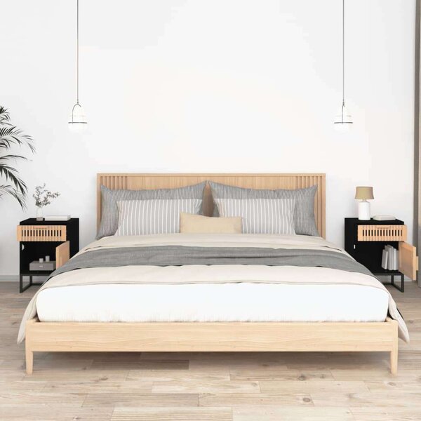 VidaXL 2 db fekete szerelt fa és vas éjjeliszekrény 40x30x55,5 cm