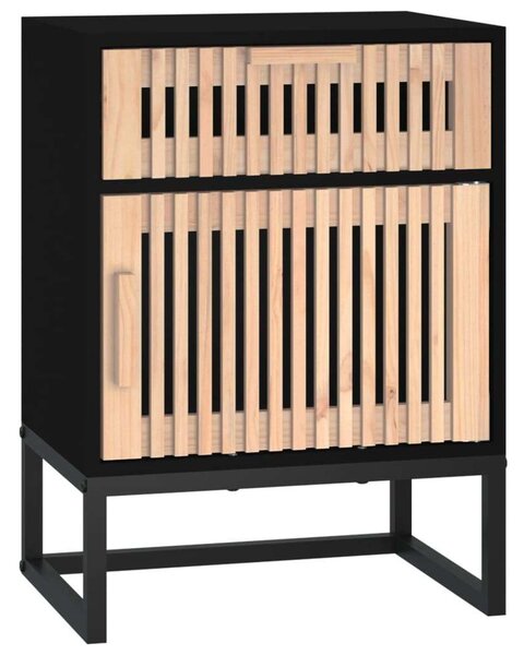 VidaXL 2 db fekete szerelt fa és vas éjjeliszekrény 40x30x55,5 cm