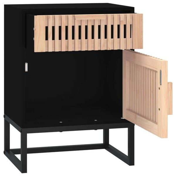 VidaXL 2 db fekete szerelt fa és vas éjjeliszekrény 40x30x55,5 cm