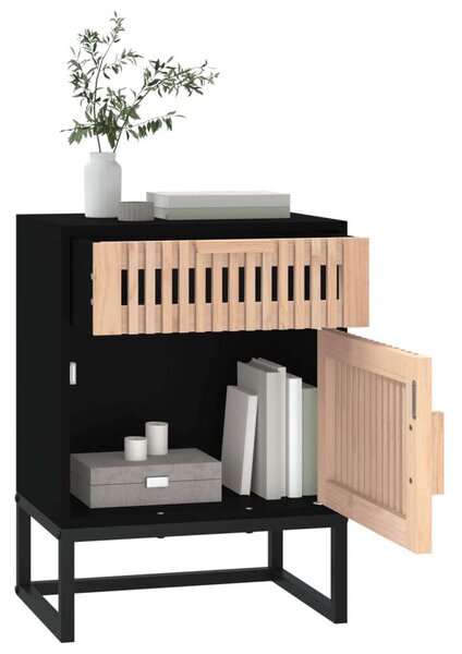 VidaXL 2 db fekete szerelt fa és vas éjjeliszekrény 40x30x55,5 cm
