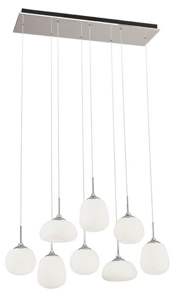 Függesztett lámpa nyolc foglalattal, króm-fehér színű (Kiwi)