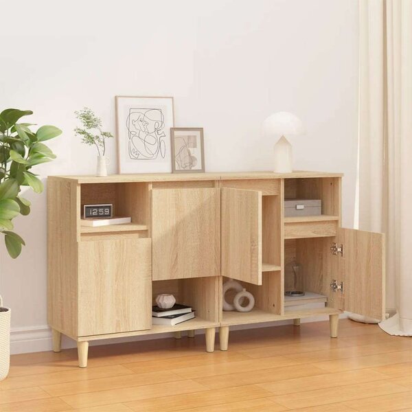 VidaXL 2 db sonoma tölgy színű szerelt fa tálalóasztal 60 x 35 x 70 cm
