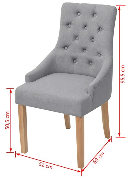 Elegáns Szövet Étkezőszék - 4 db-os szett - Világosszürke - Tölgyfa
