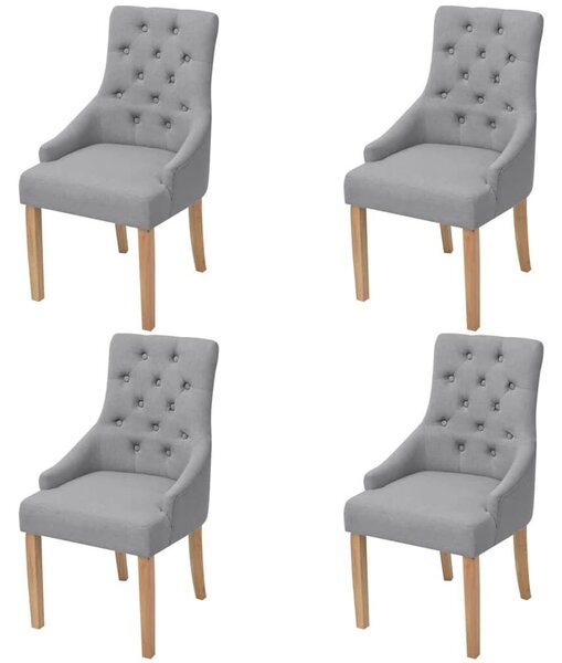 Elegáns Szövet Étkezőszék - 4 db-os szett - Világosszürke - Tölgyfa