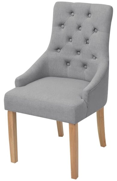 Elegáns Szövet Étkezőszék - 4 db-os szett - Világosszürke - Tölgyfa