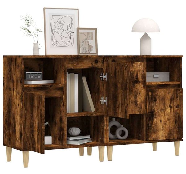 VIDAXL - Tálalószekrény - Fa - Füstös Tölgy - 60x35x70 cm (2 db)