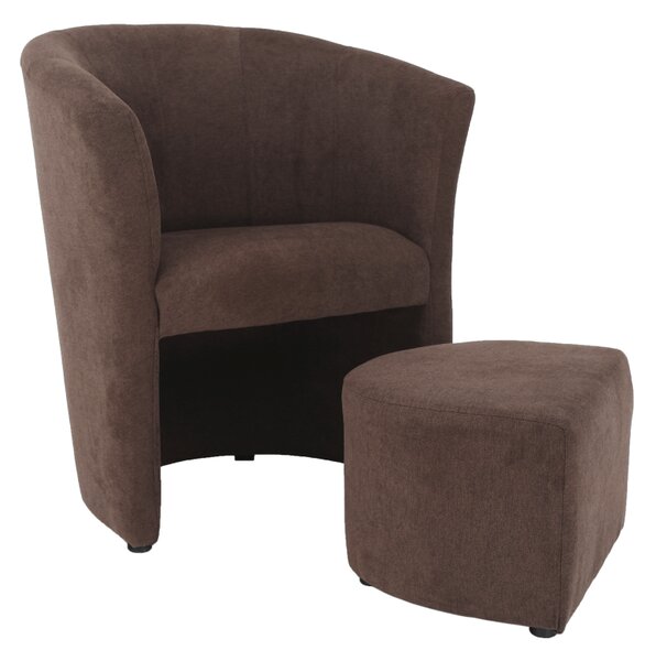 KONDELA Klub fotel puffal, barna, ROSE