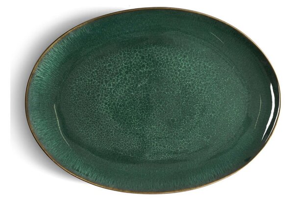 Mensa zöld agyagkerámia szervírozó tányér - Bitz