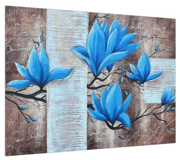 Kék virágok képe (70x50 cm)