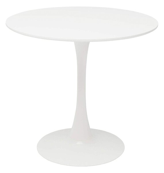 KONDELA Étkezőasztal, kerek, fehér, matt, átmérő 80 cm, REVENTON