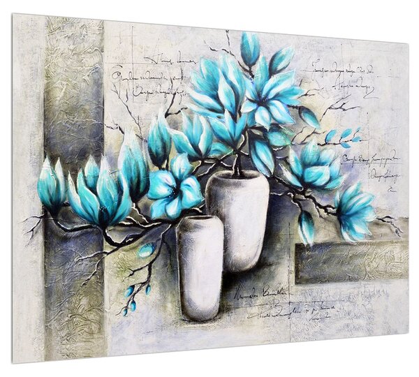 Kék virágok a vázában (70x50 cm)