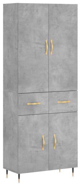 Betonszürke szerelt fa magasszekrény 69,5 x 34 x 180 cm