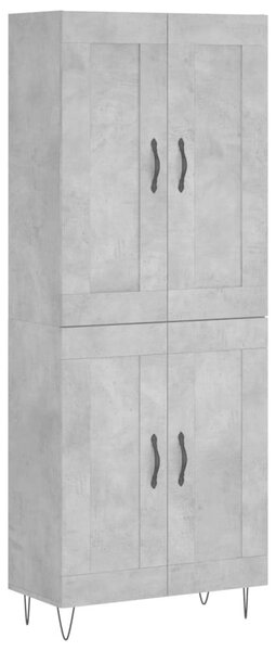 Betonszürke szerelt fa magasszekrény 69,5 x 34 x 180 cm