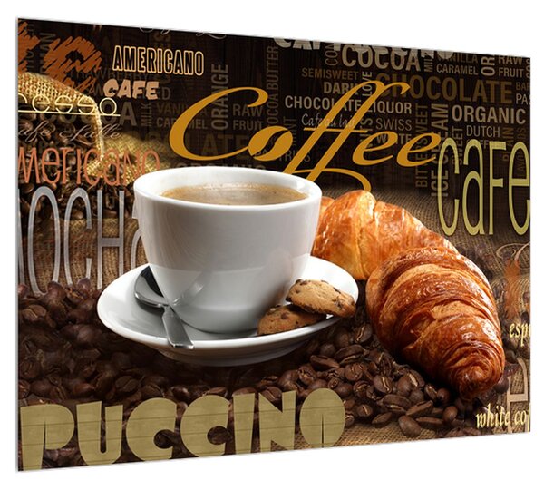 Kávé és a croissant kép (70x50 cm)
