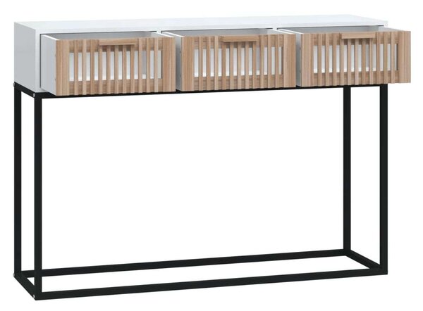 Fehér szerelt fa és vas tálalóasztal 105x30x75 cm