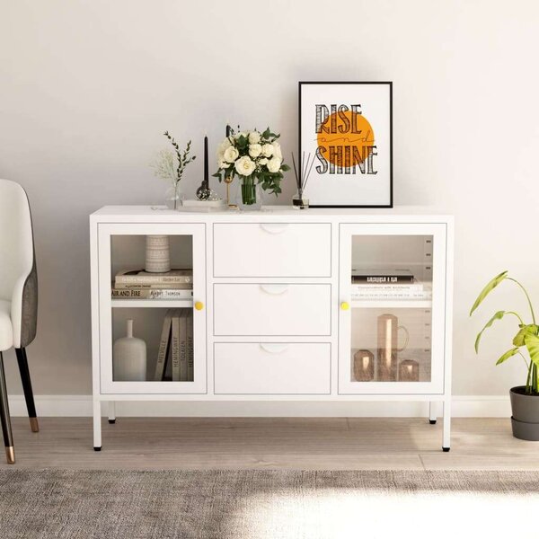 Modern Fehér Acél Tálalószekrény - 105x35x70 cm