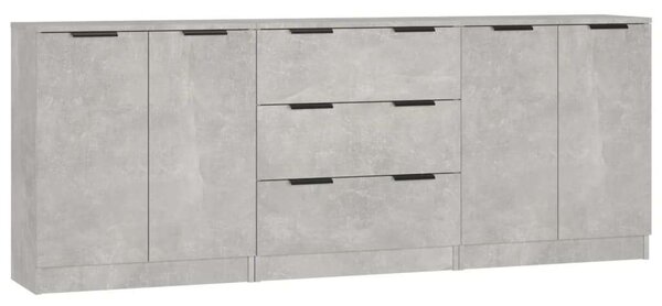 VidaXL 3 részes Tálalószekrény Szett - Beton Szürke - 60x30x70 cm
