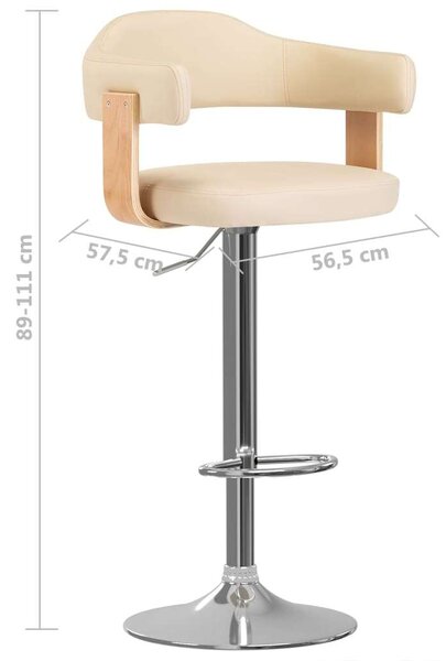 Elegáns Krémszín Bárszékek - Magasságállítható, Forgatható - 2 db