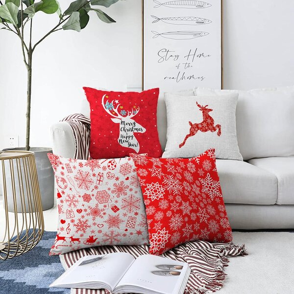 Christmas Reindeer 4 db-os karácsonyi zsenília párnahuzat szett, 55 x 55 cm - Minimalist Cushion Covers