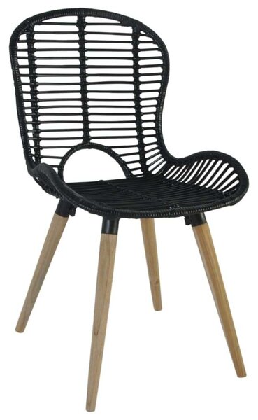 Rattan Étkezőszék - Fekete - 2 db-os szett