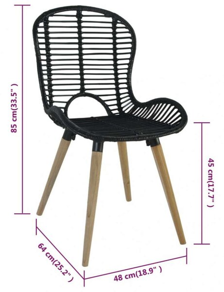 Rattan Étkezőszék - Fekete - 2 db-os szett