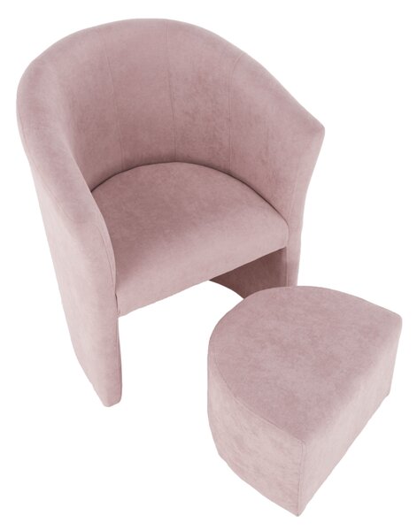 KONDELA Klub fotel puffal, rózsaszín, ROSE