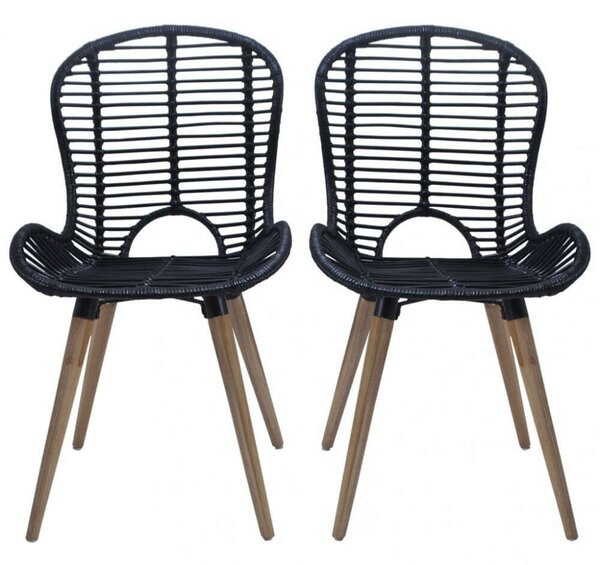 Rattan Étkezőszék - Fekete - 2 db-os szett