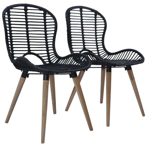 Rattan Étkezőszék - Fekete - 2 db-os szett