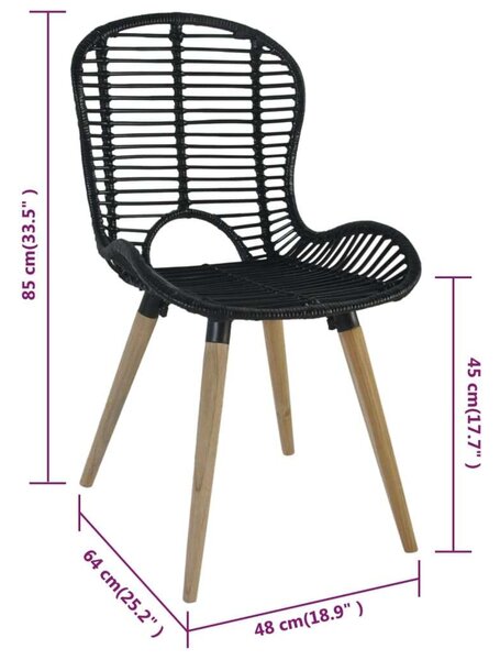 Rattan Étkezőszék - Fekete - 2 db-os szett