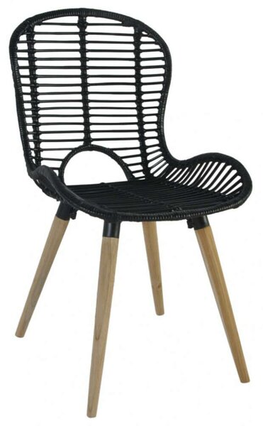 Rattan Étkezőszék - Fekete - 2 db-os szett
